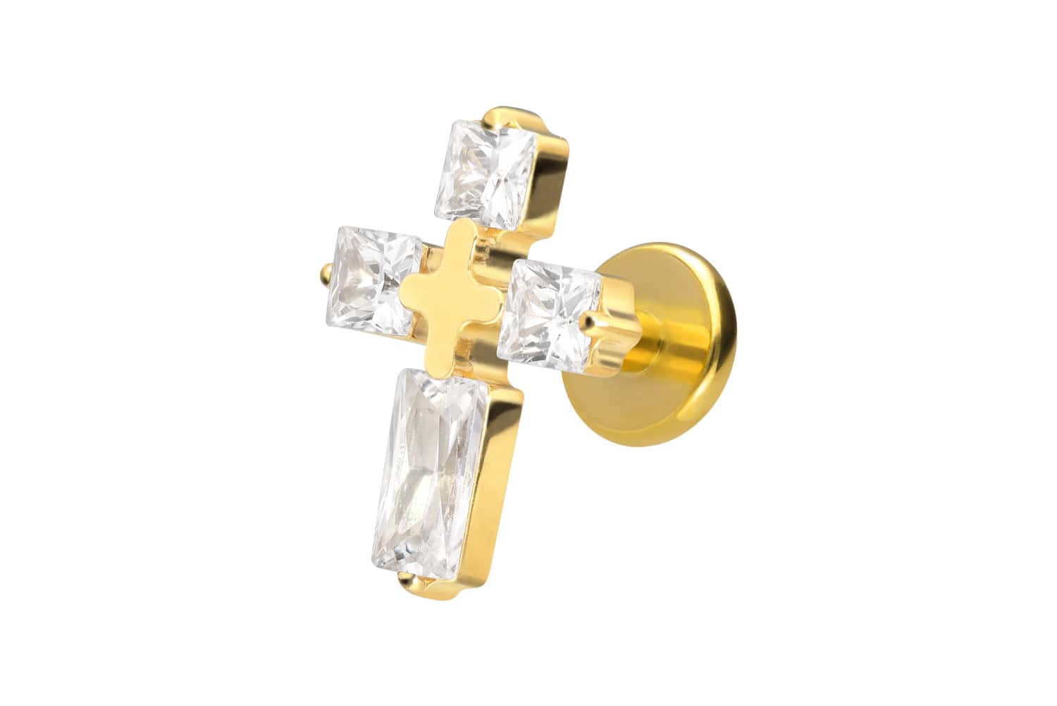 Titan Labret Piercing mit Innengewinde KRISTALLKREUZ